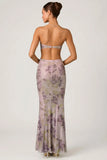 Embellished Cut Out Fishtail Maxi Dress in Lilac