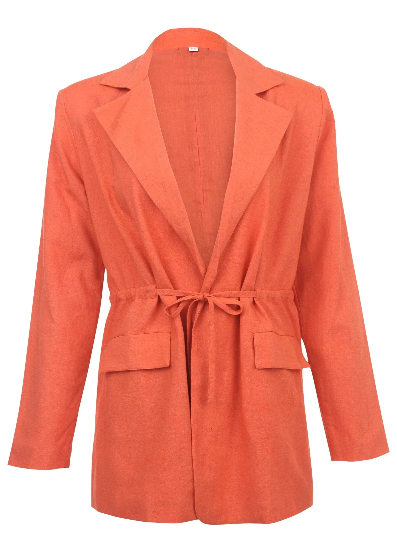 Linen Drawstring Blazer Burnt Orange