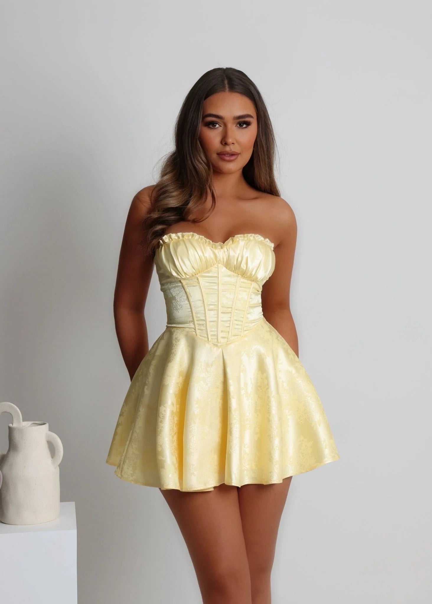 Heartstopper Strapless Mini Dress Yellow