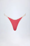 Double Strap Cheeky Bikini Bottoms in Red Gingham
