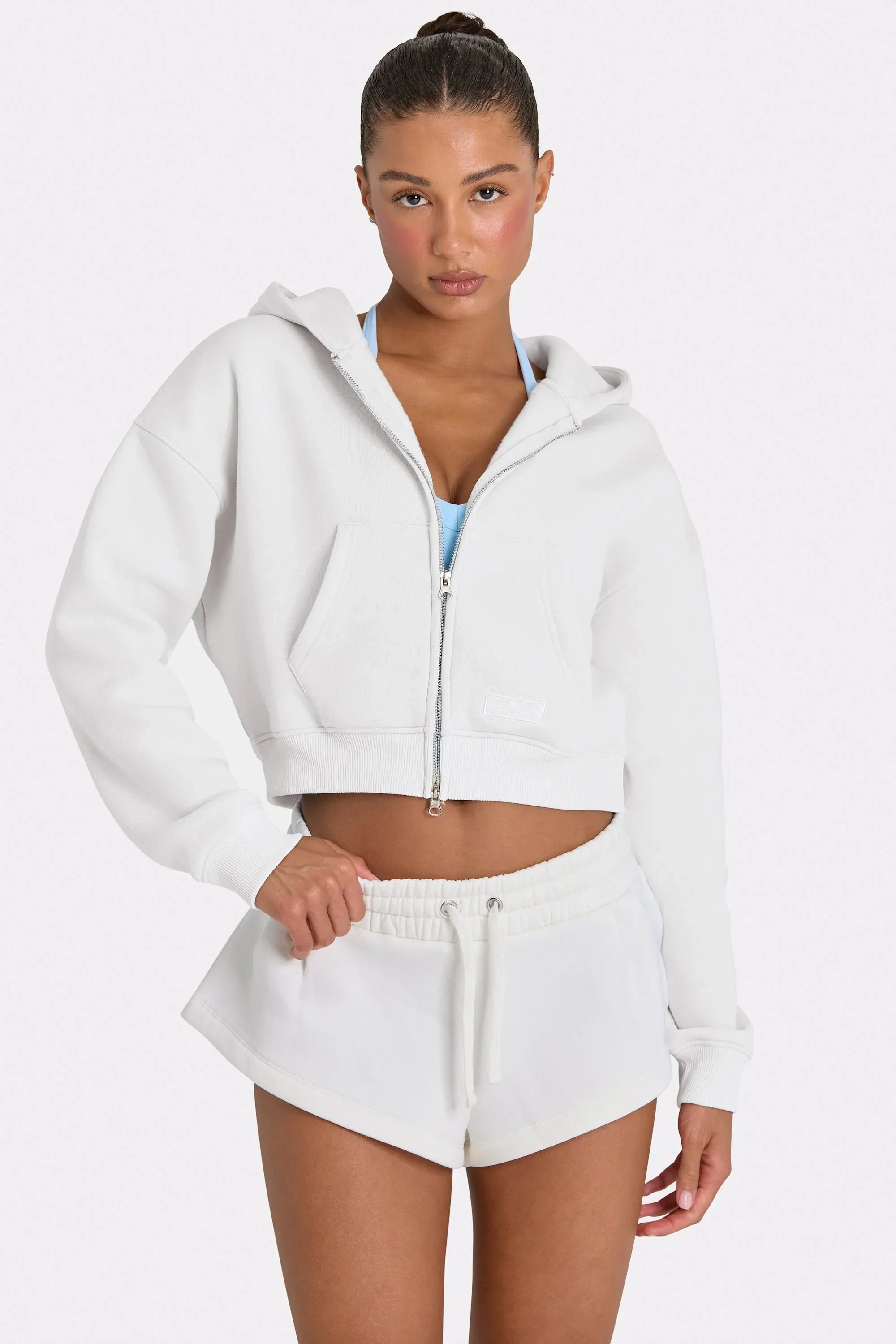 Oversized Zip Up Hoodie in Coconut