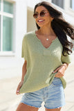 Alana Olive Open Knit Short Sleeve Sweater