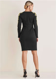 Embellished Scuba Dress Jet Black