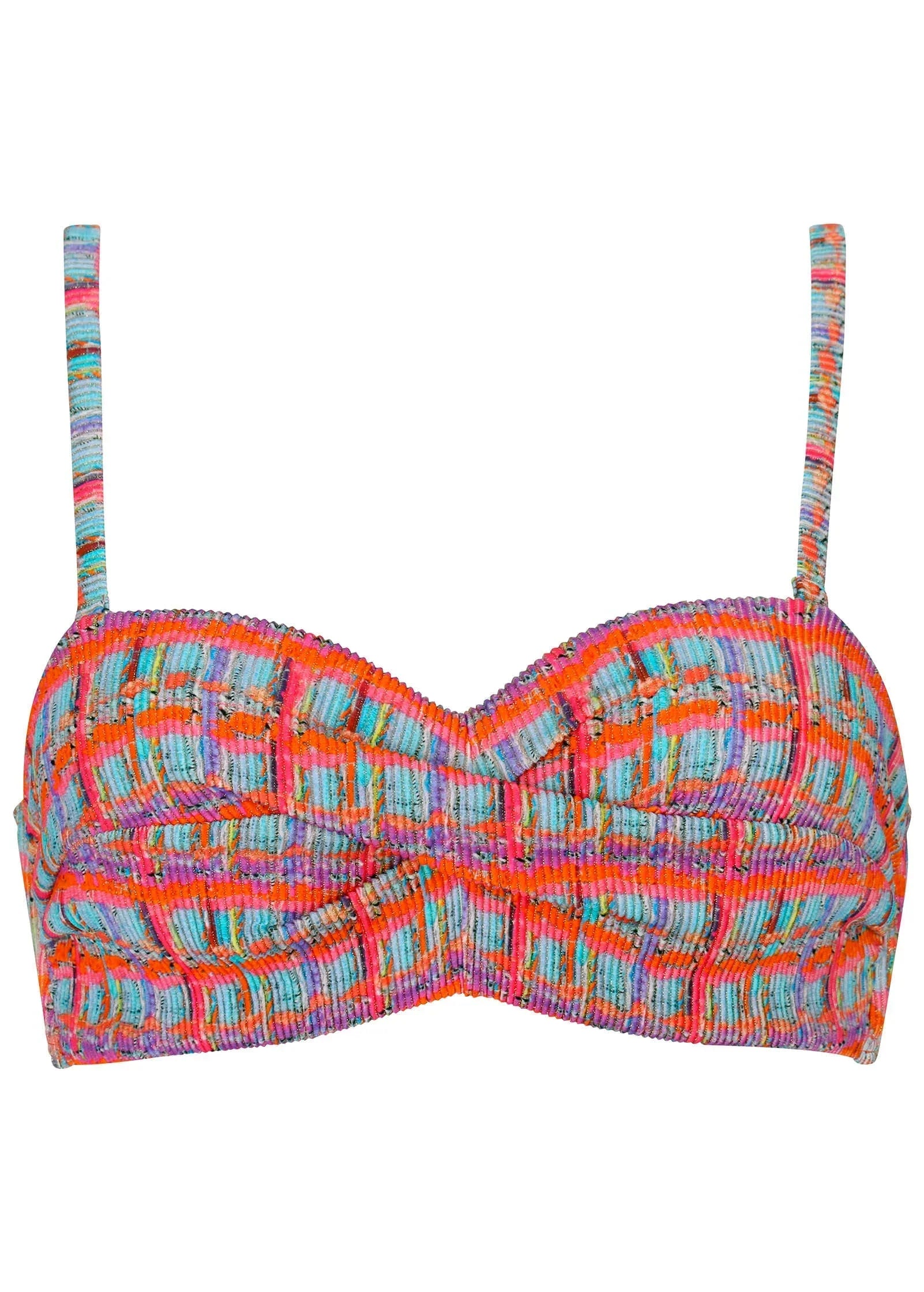 Lurex Rib Amalfi Bandeau Top Tweedy Plaid