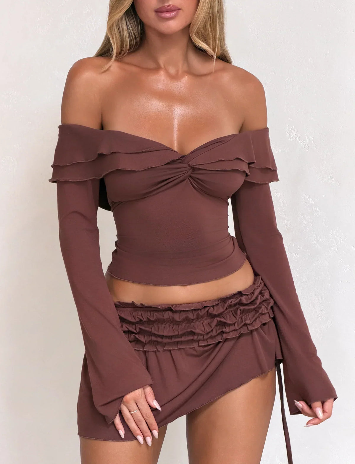 DENALI LONG SLEEVE TOP CHOCOLATE