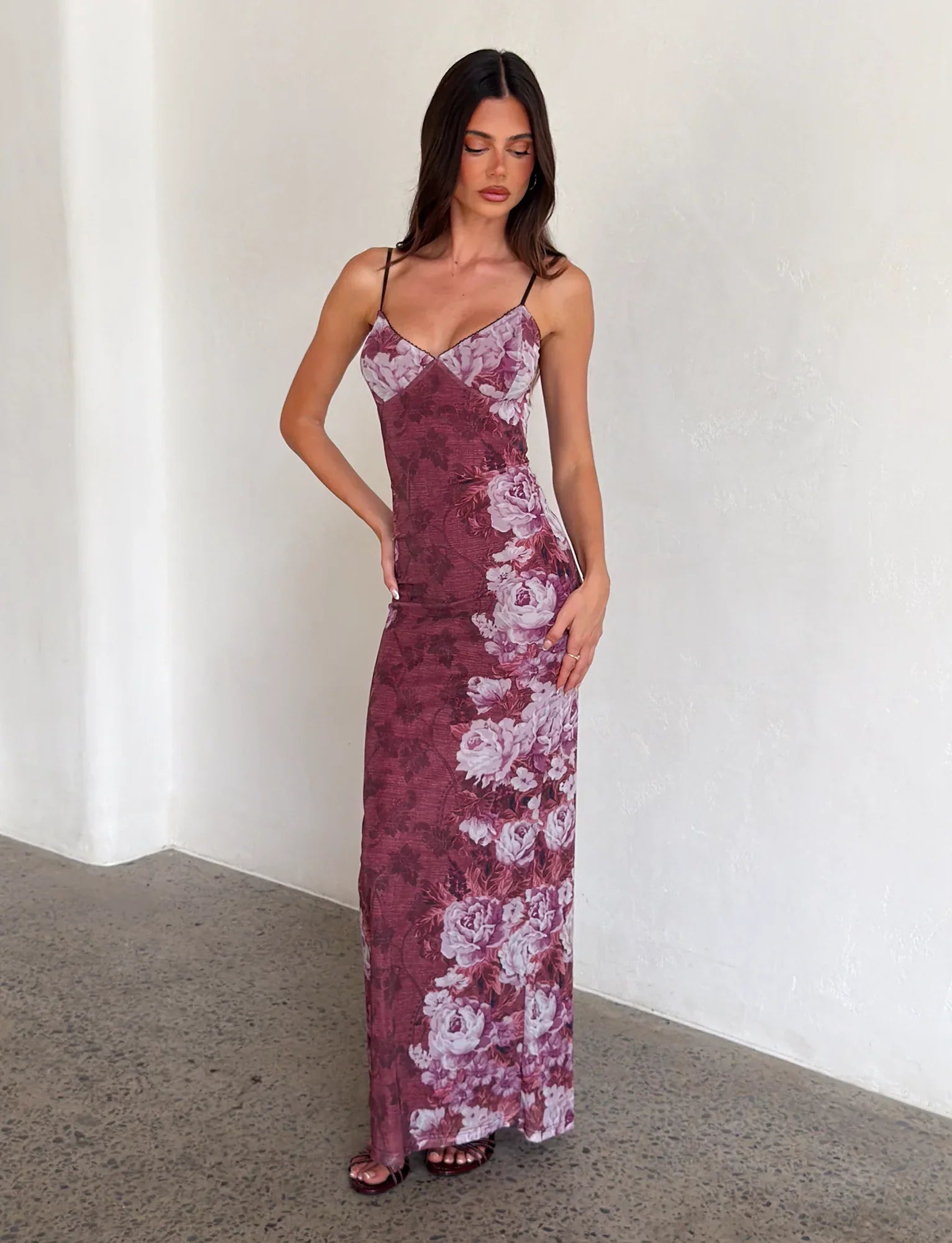 JULIANNA DRESS MULTI FLORAL ROSE STRIPE