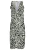 Linen Deep V Dress Modern Folk Bicolor