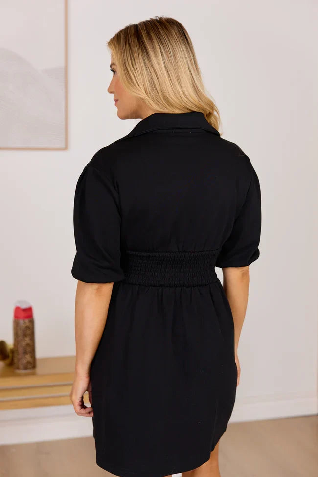 Jojo Black Puff Sleeve Mini Dress
