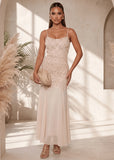 Forever Begins 3D Flower Maxi Dress Beige