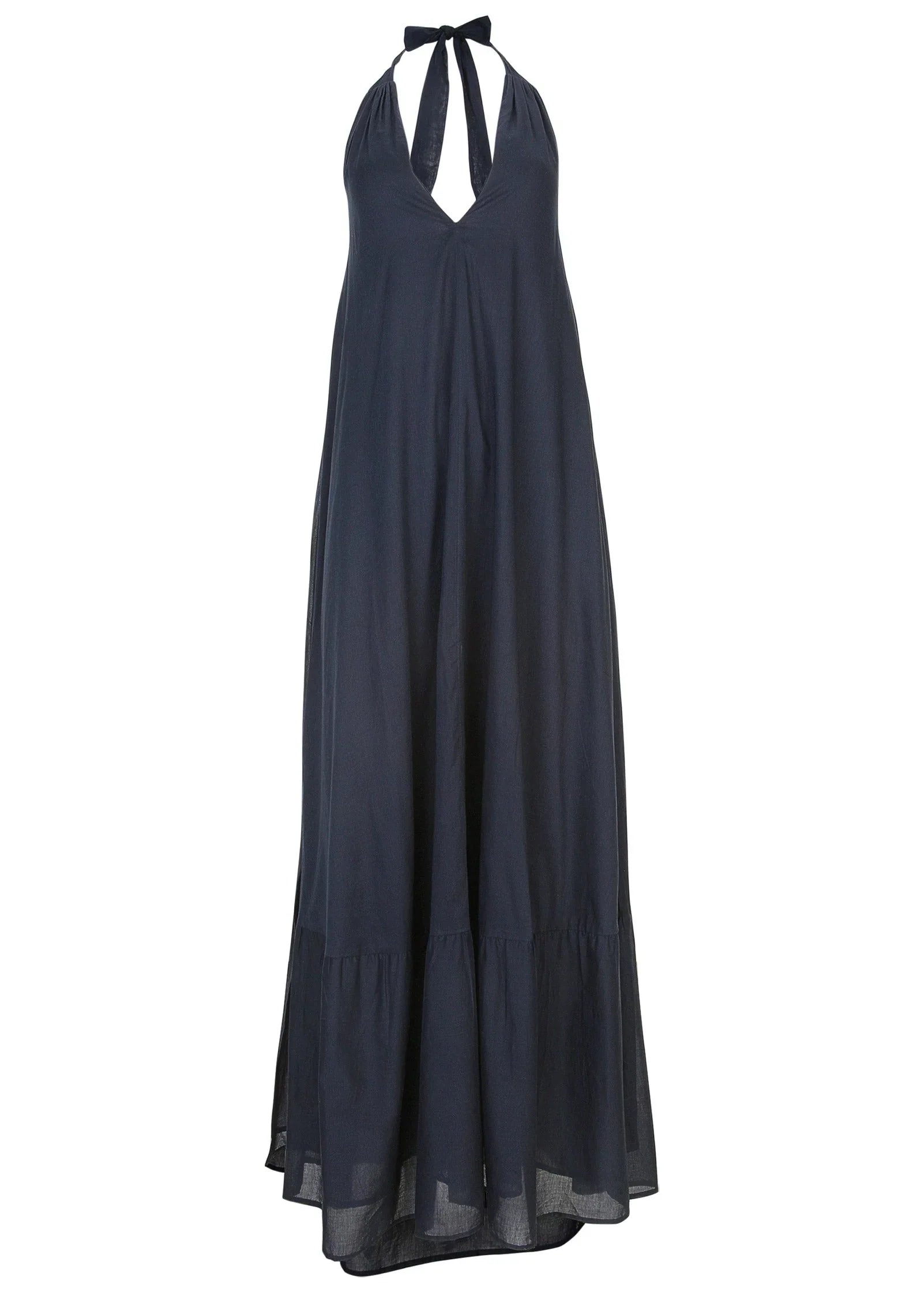 Deep V Halter Maxi Dress Navy