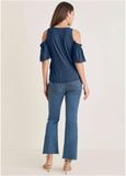 Cold Shoulder Wrap Blouse Ensign Blue