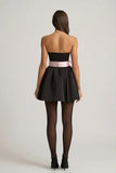 Bow Detail Corset Mini Dress in Black