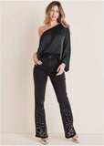 Rhinestone Embellished Jeans Black Wash
