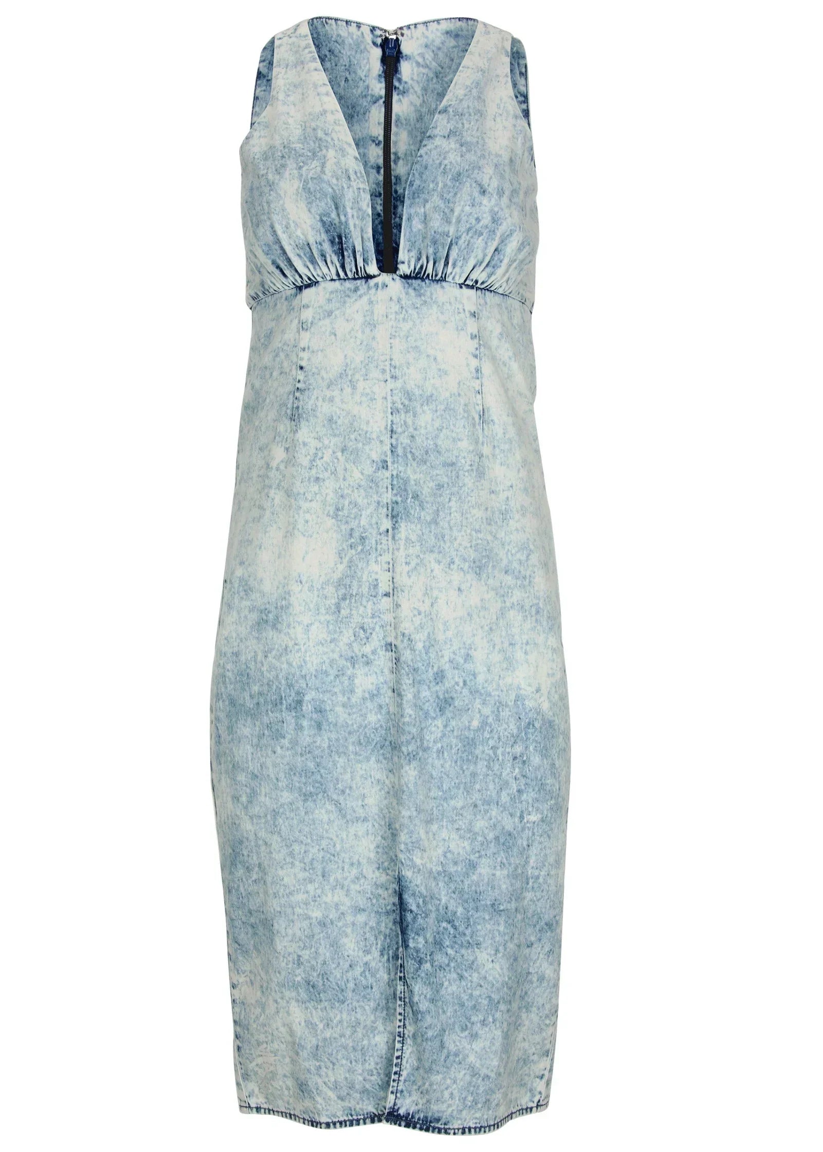 Deep V Dress Acid Wash