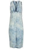 Deep V Dress Acid Wash