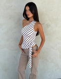 LYLE ONE SHOULDER TOP PINK STRIPE