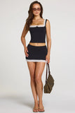 Modal Lace Trim Top in Black