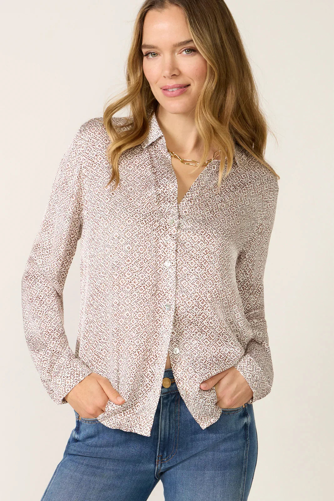 Satin Button Down Shirt
