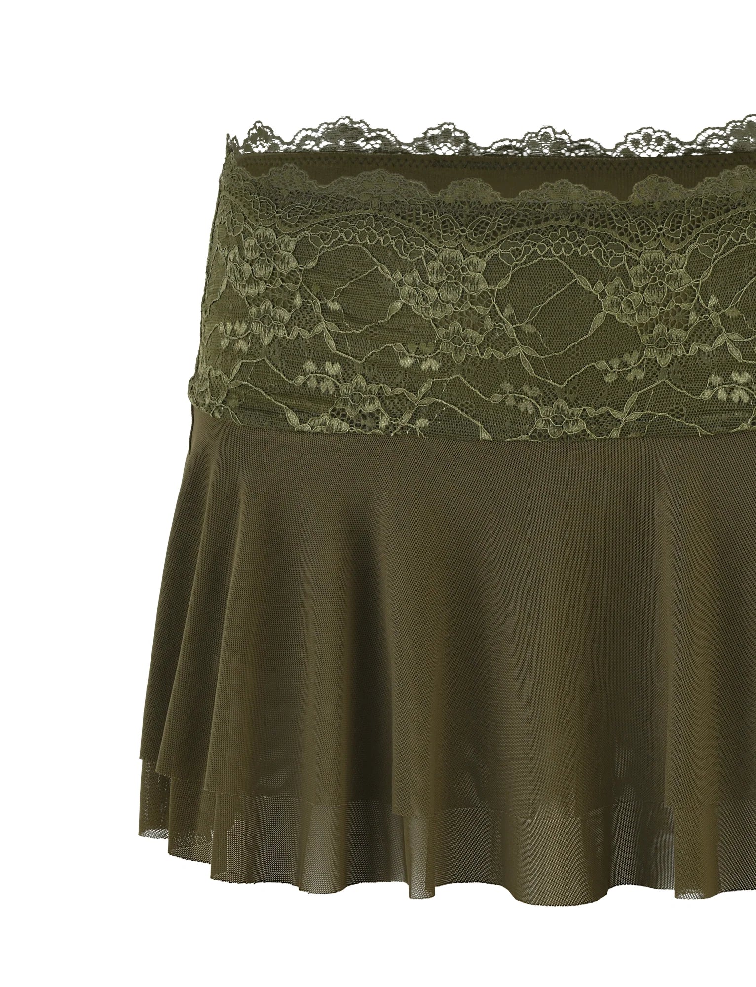 ADELINA MINI SKIRT GREEN KHAKI GREEN IVORY