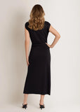 Side Ruched Midi Dress Jet Black