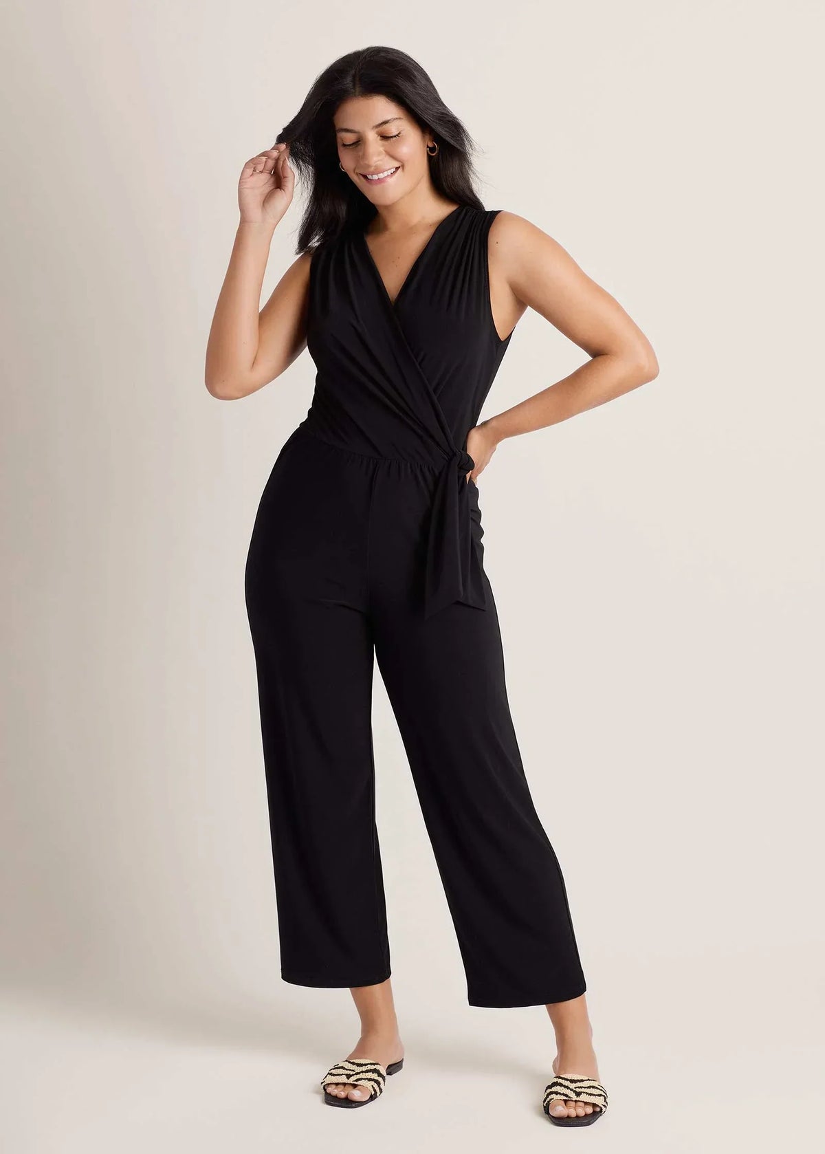 Jersey Wrap Jumpsuit Jet Black