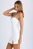 Modal Sweetheart Neck A Line Mini Dress in White
