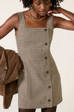 Houndstooth Wool Mini Dress
