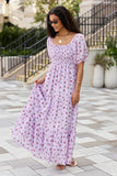 Aurora Lavender Smocked Top Maxi Dress