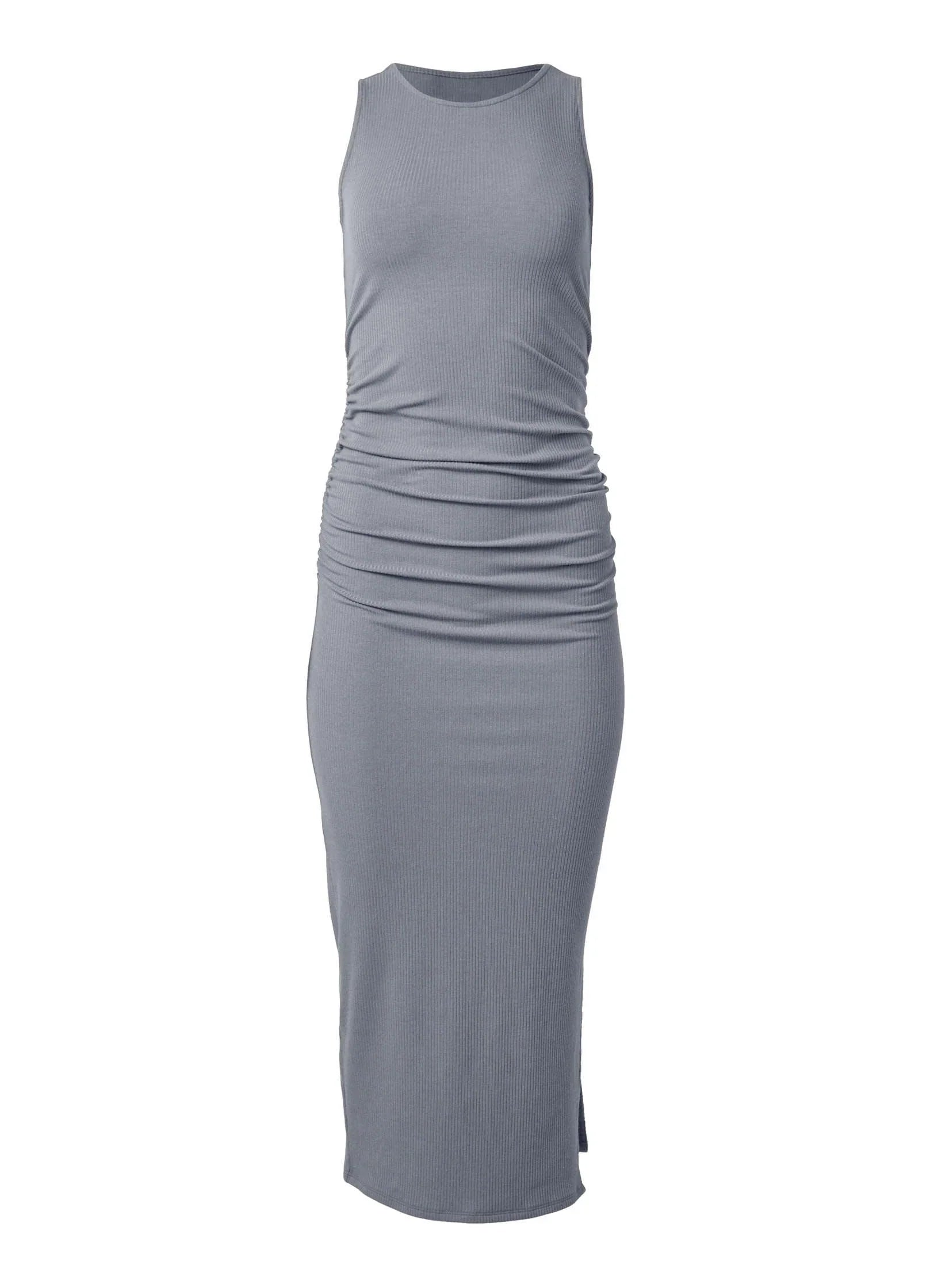 Ribbed Bodycon Midi Dress Seafog