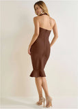 Halter Bandage Dress Brown