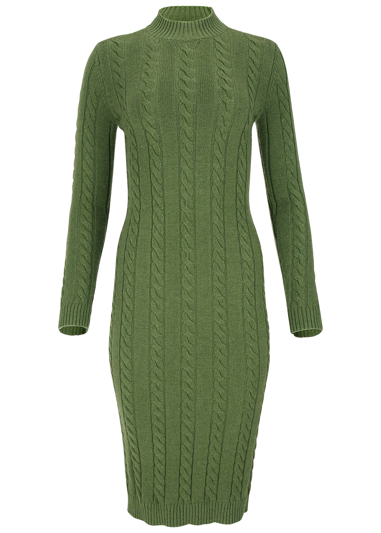 Mockneck Midi Sweater Dress Bronze Green