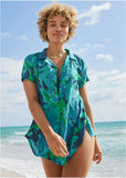 Beach Button Down Shirt Desert Floral Blue