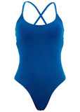 Superrib Tie Back One Piece Blue