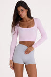 Seamless Soft Rib Cut Out Crop Top in Powder Pink