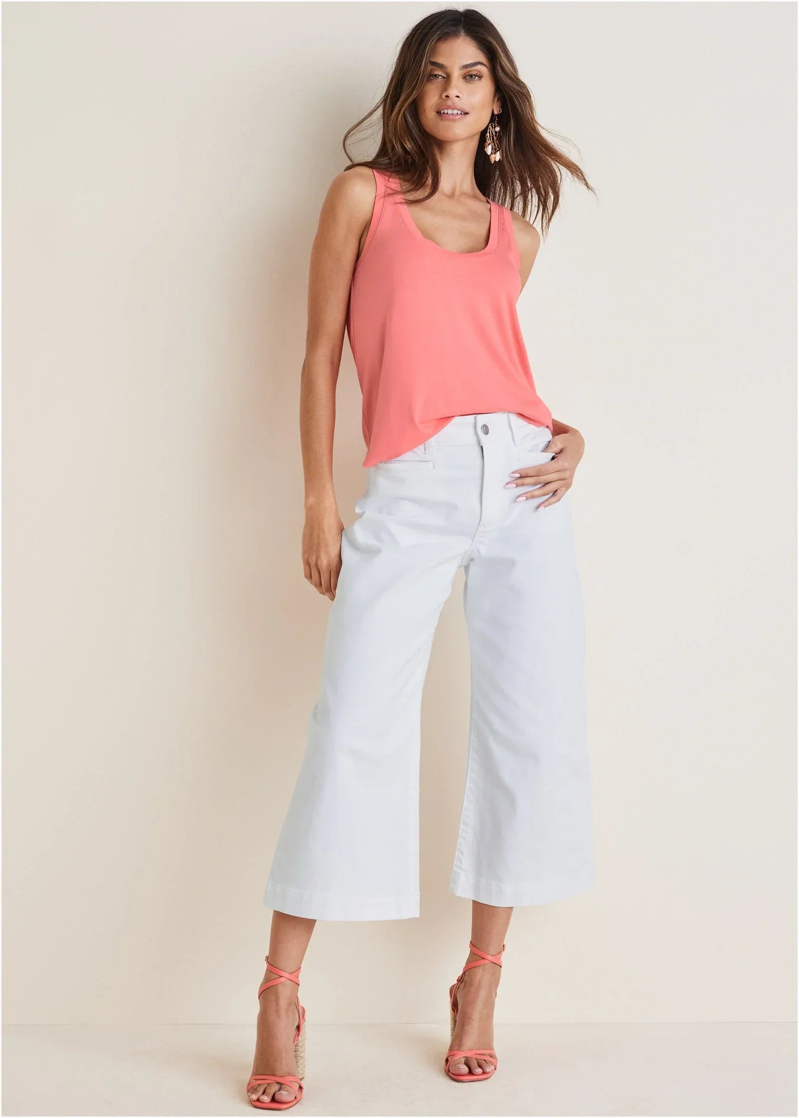 Sofia Wide Leg Crop Jeans White Denim