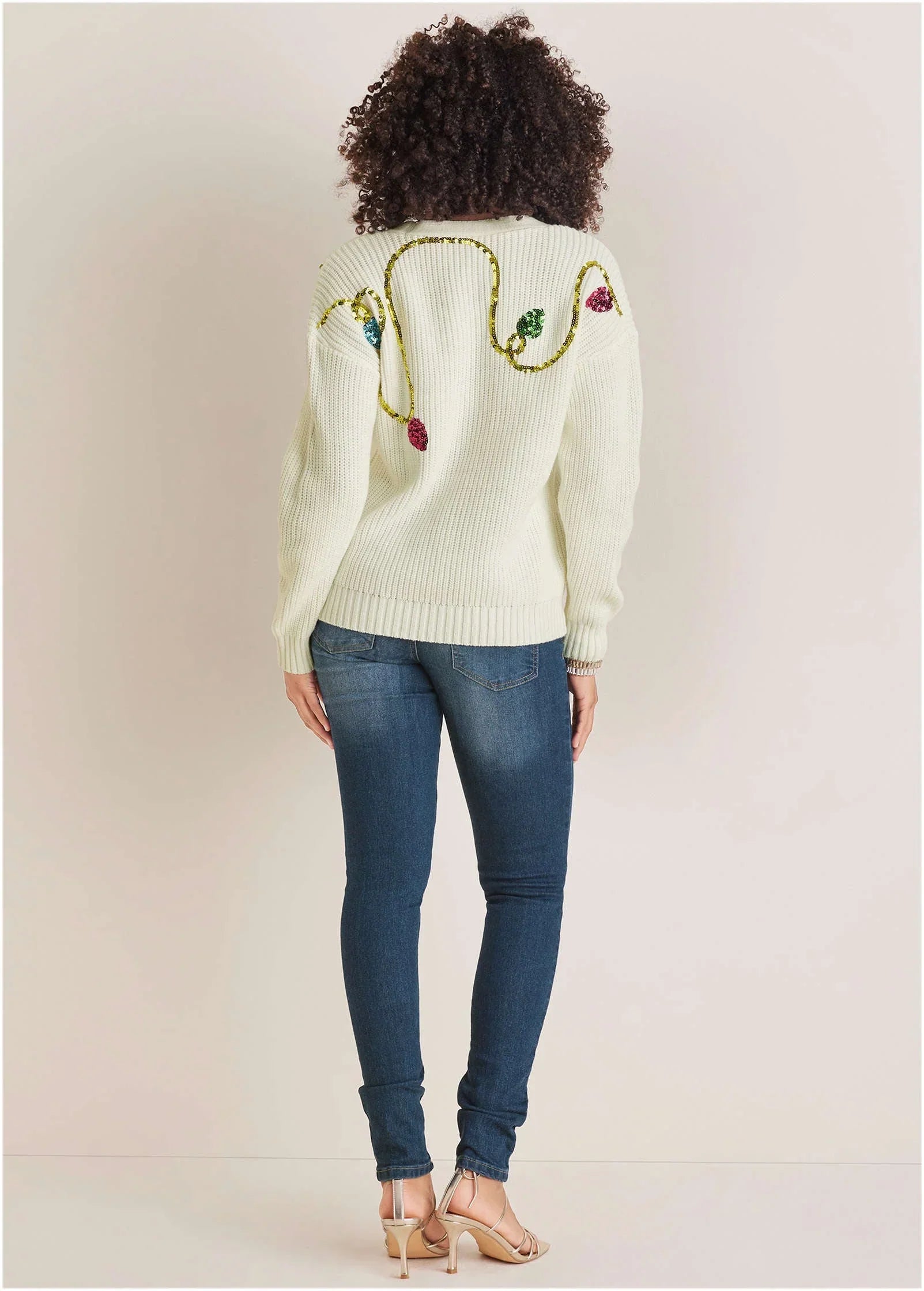 Merry Sequined Sweater Cloud Dancer