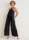 Cross Neck Jumpsuit Jet Black