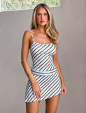 TAYVEN MINI DRESS BROWN AND BLUE STRIPE