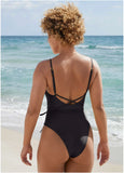 Strappy Tulum High Leg One Piece Jet Black
