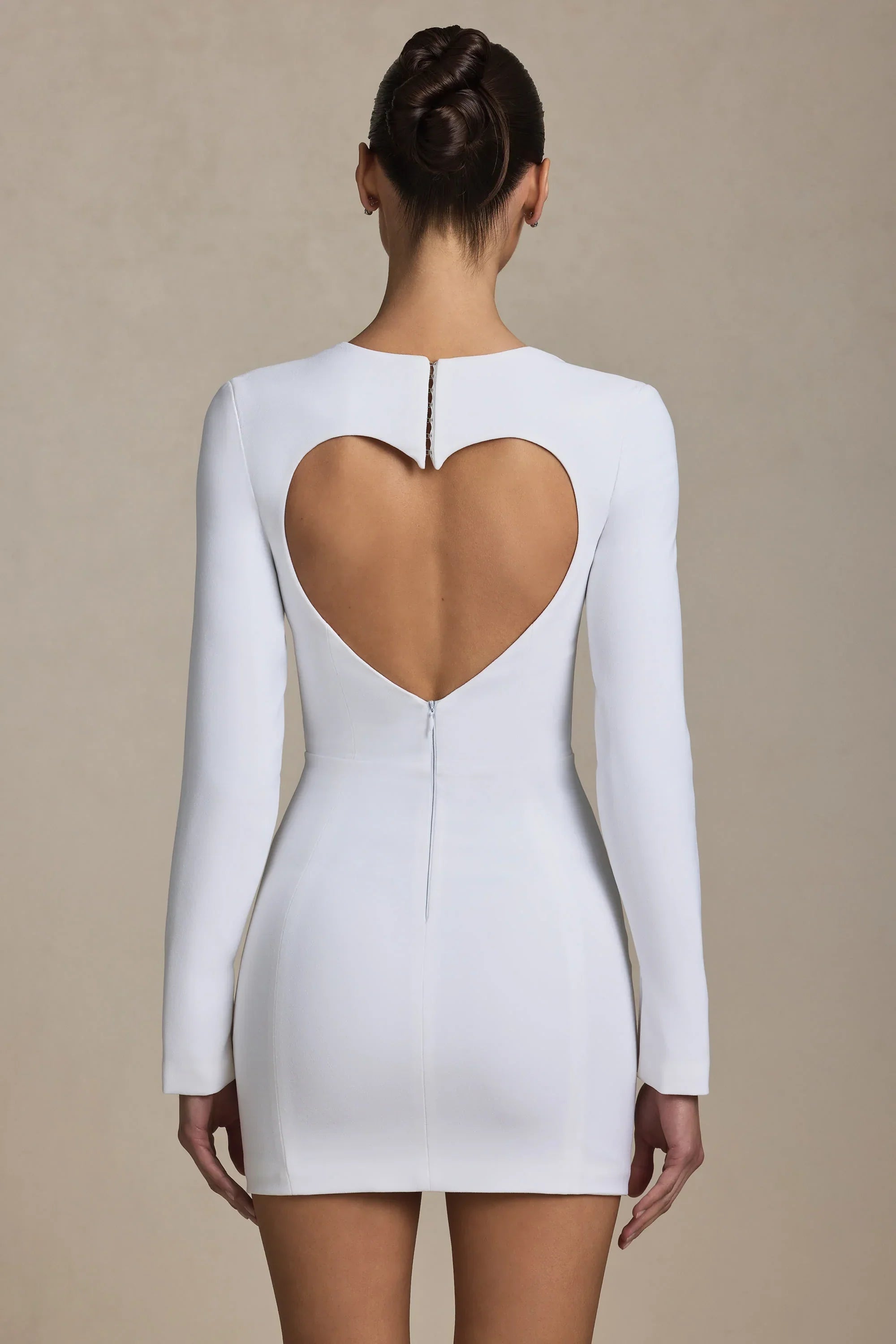 Cut Out Heart Detail Bodycon Mini Dress in White