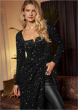 Sequin Velvet Maxi Top Jet Black