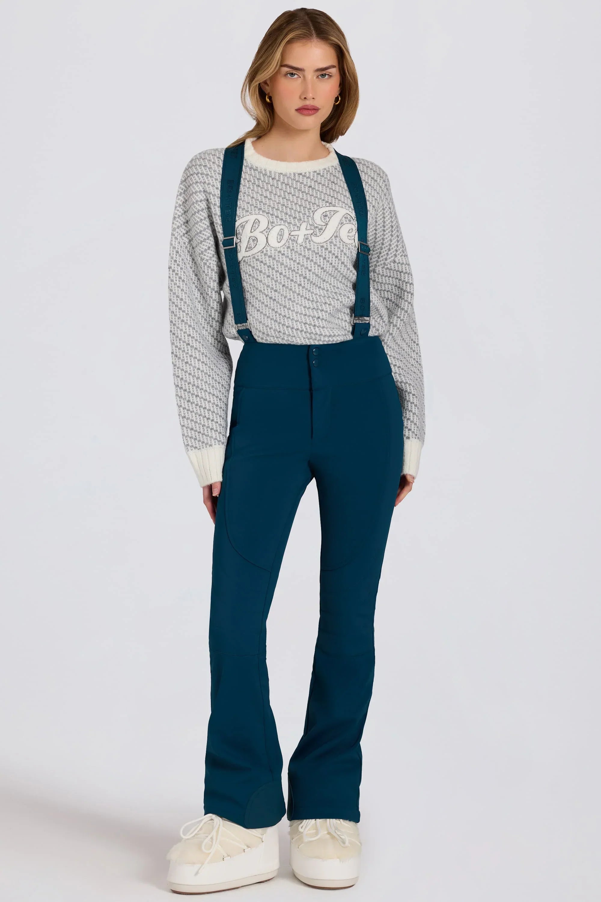 Waterproof High Rise Salopettes with Suspenders in Teal