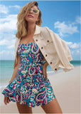 Venice Skirted Swim Dress Fuzzy Paisley