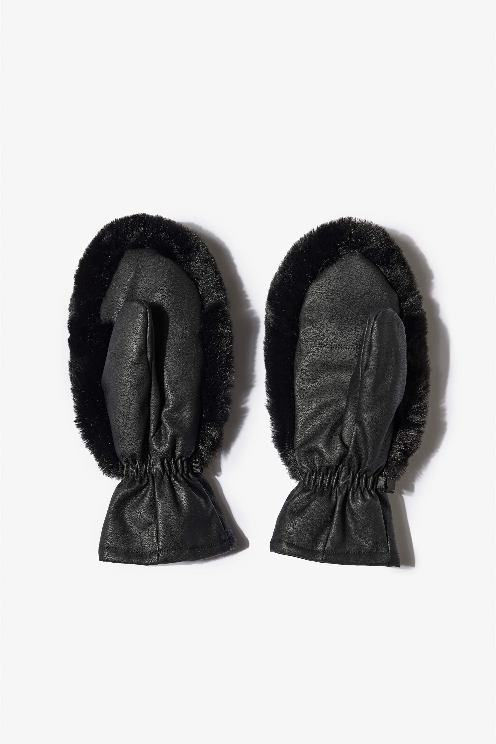 Faux Fur Gloves in Black