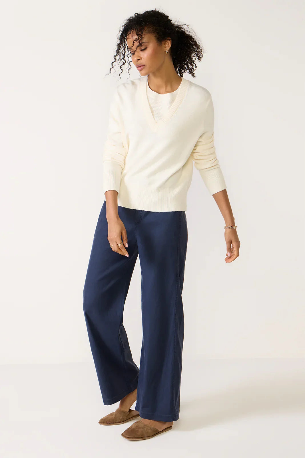 Maeve Mixed Rib TwoFer Sweater