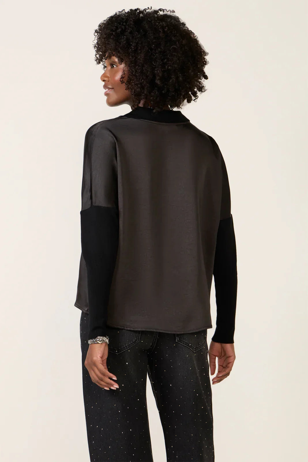 Tina Mixed Media Satin Top