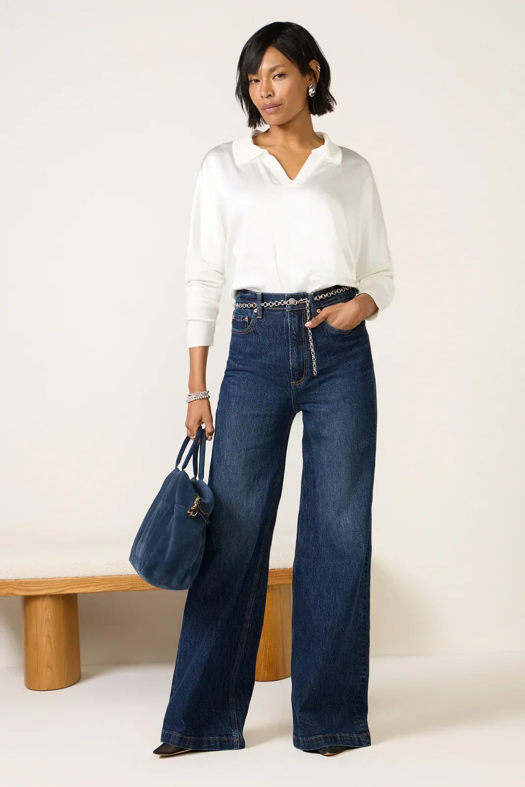 Tina Mixed Media Satin Top