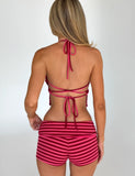 CERYS RIB SHORT PINK RED STRIPE