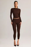 Modal Mid Rise Cropped Leggings in Chocolate Brown