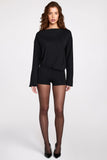Modal Long Sleeve Backless Romper in Black